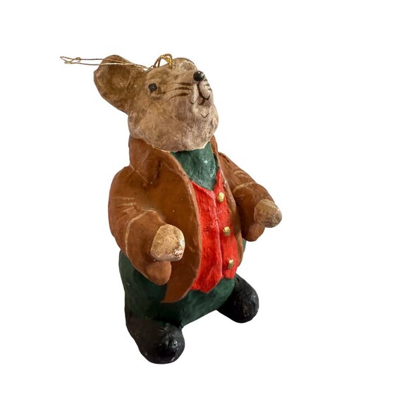 Set Of 3 Vintage Paper Mache Mice Christmas Ornaments With Holiday Costumes - Picture 5 of 11